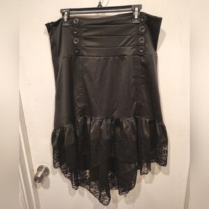 Alivila.Y Fashion Women's Black Steampunk Victorian High Low Skirt  XXL Cosplay